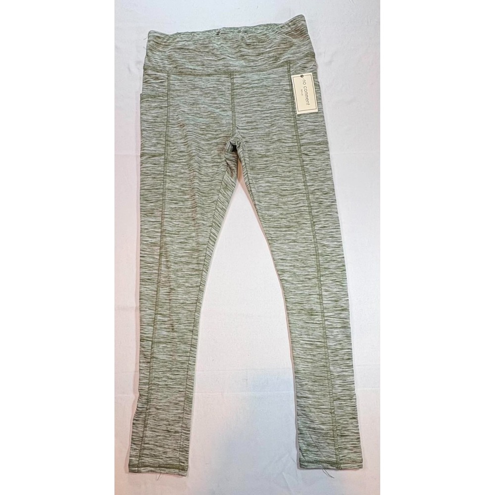 No Comment Womens Large Green Space Dye Active Leggings Side Pockets NWT Stretch